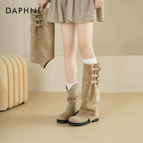 达芙妮美拉德长筒靴女2025新款秋冬两穿裤管靴厚底骑士靴堆堆靴子图片