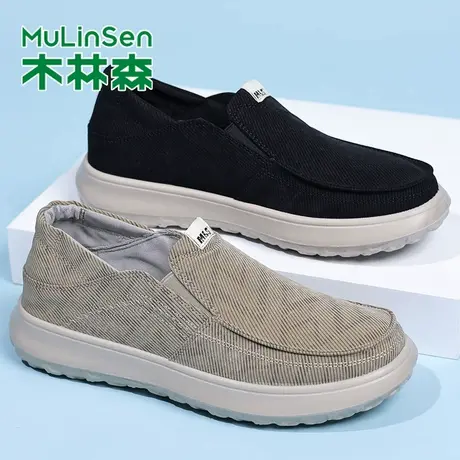 木林森老北京布鞋男士轻便一脚蹬中老年休闲布鞋大码爸爸开车鞋商品大图