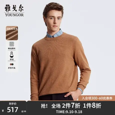 【23秋季新品】雅戈尔男士羊毛混纺商务毛衫保暖圆领套头上衣4898商品大图