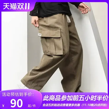 GxxH大码男装工装裤男士冬季潮牌宽松直筒阔腿卫裤上新休闲长裤图片