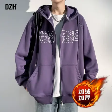 男士开衫摇粒绒卫衣男连帽外套男款加绒冬季2023新款情侣装秋冬款商品大图