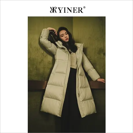 *YINER音儿女装冬季大牌高端中长款鹅绒羽绒服商品大图