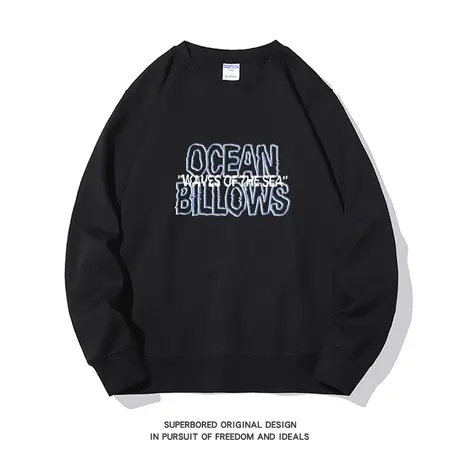 春秋季小众设计感潮流字母印花卫衣男女款宽松休闲圆领长袖上衣商品大图