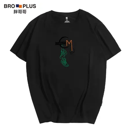 胖哥哥2023夏季新款男士短袖t恤大码加肥加大宽松潮流百搭半袖男商品大图