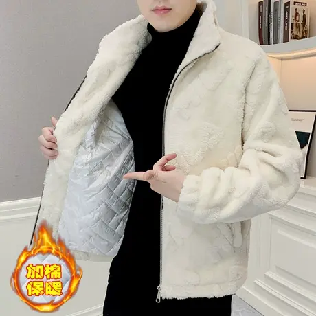 颗粒绒保暖棉衣外套男士ins学生情侣潮流加棉冬装摇粒绒加厚夹克图片