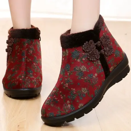 奶奶棉鞋老北京布棉鞋女冬季加绒保暖老年妈妈鞋防滑平底老人布鞋商品大图