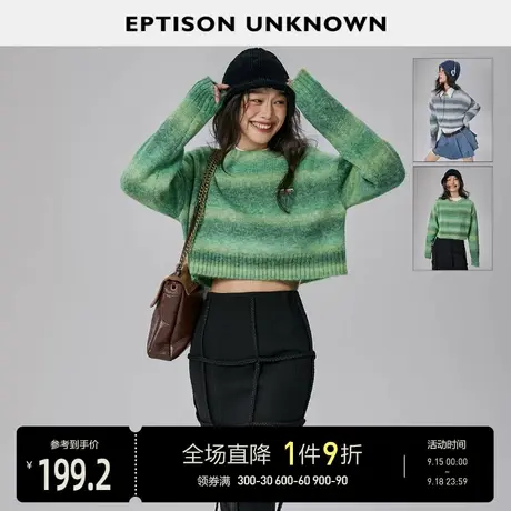 EPTISON毛衣女士2022秋冬装新款软糯宽松慵懒风日系短款针织上衣商品大图