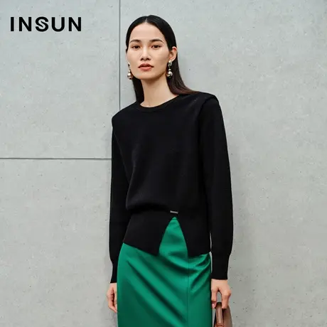 INSUN恩裳线上专选秋季法式休闲羊毛混纺针织衫商品大图
