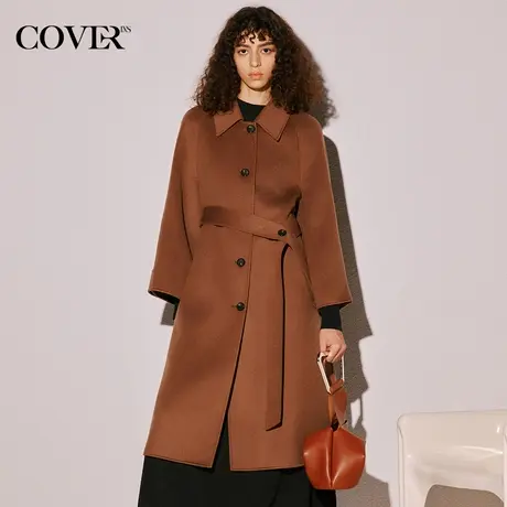 COVER冬季赫本风天丝羊毛混纺毛呢大衣商品大图