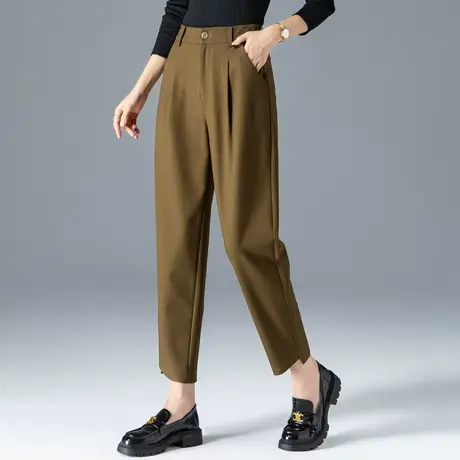 高腰西装裤女2023春季新款小个子哈伦裤春秋妈妈裤子九分裤萝卜裤商品大图