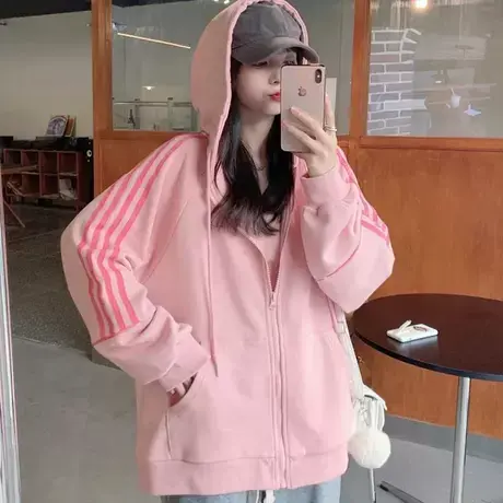 ins超火卫衣女2022春秋小个子宽松韩版上衣bf慵懒风薄款连帽外套商品大图