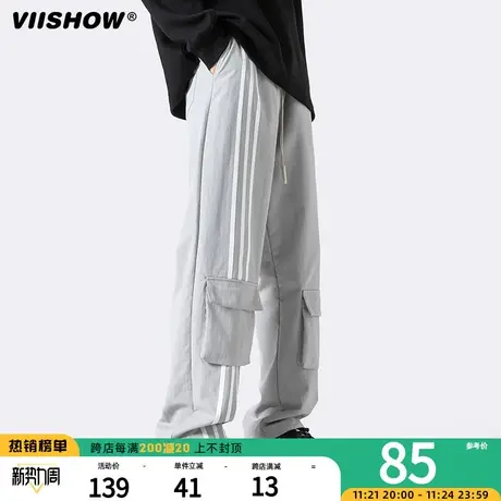 VIISHOW多口袋工装裤男春秋潮牌宽松直筒休闲长裤美式高街拖地裤商品大图