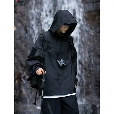 2023春秋季山系冲锋衣外套男魔术贴户外情侣防晒休闲工装连帽夹克商品大图