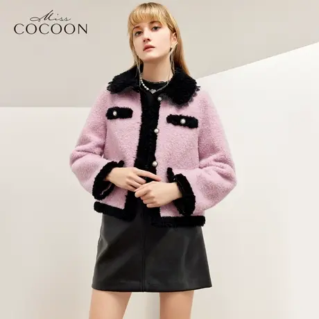 missCOCOON小香风外套女2022年新款冬季时尚短款洋气羊毛皮草上衣商品大图