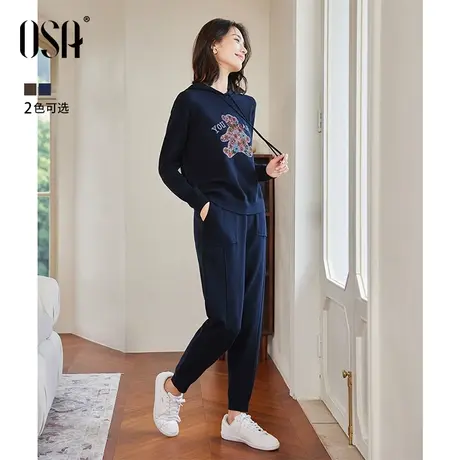 OSA欧莎洋气休闲运动套装女早秋装2022年新款连帽卫衣裤子两件套图片