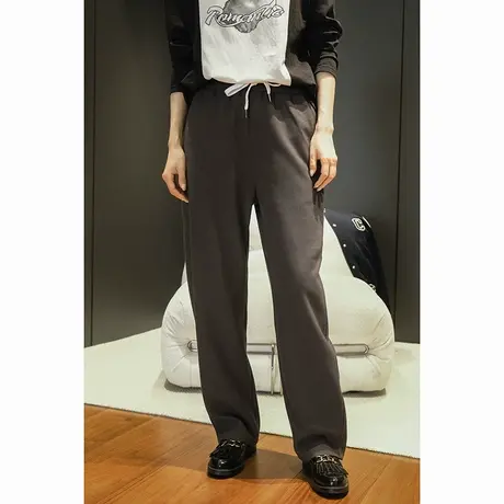 2024春季新款女装休闲简约加厚高品质松紧中弹力女士香蕉裤长裤女商品大图