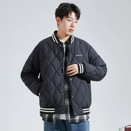 唐狮2023冬季新款男羽绒服短款棒球领羽绒服夹克学生加厚外套1.4商品大图