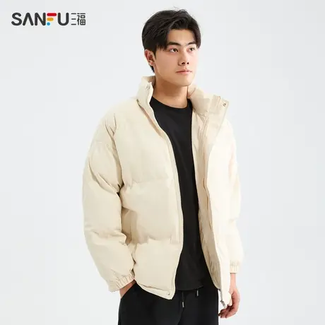 三福2023冬季男士净版立领短棉衣 简约潮流保暖外套男481667图片