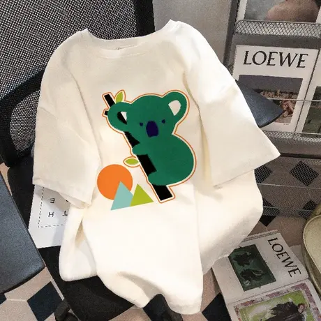 纯棉重磅设计感卡通印花短袖t恤女夏季小众宽松港风chic半袖上衣商品大图