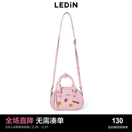 乐町印花斜跨手拎包美式复古粉色徽标手提C9YFD1101商品大图
