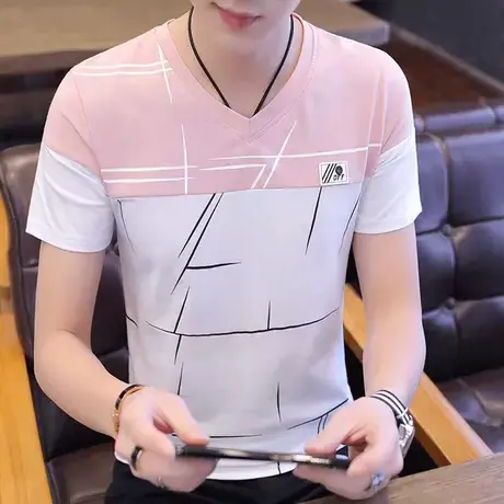 2021春季男T恤短袖卫衣学生打底衫纯棉半袖潮流上衣帅气韩版衣服图片