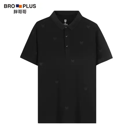 胖哥哥大码polo衫男夏季宽松蝴蝶刺绣翻领短袖加肥加大胖子保罗衫图片