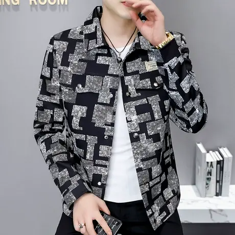 男士休闲外套春秋季帅气工装上衣百搭轻熟风男装青年韩版潮流夹克商品大图