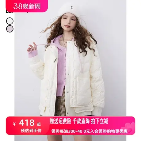 妖精的口袋轻薄羽绒服外套女2023冬季新款宽松圆领鸭绒休闲外套图片