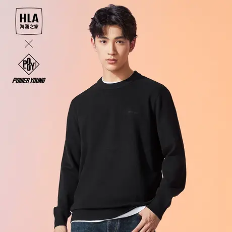 HLA/海澜之家POWER YOUNG系列长袖针织衫23秋季新保暖圆领毛衣男图片