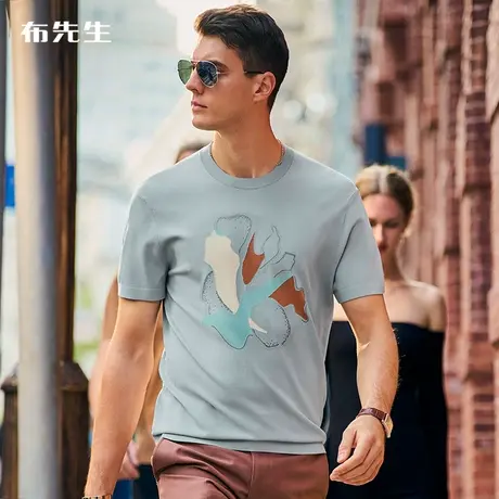 MrBu布先生花卉印花T恤男2023春夏男士凉感体恤上衣短袖衫AT12110商品大图