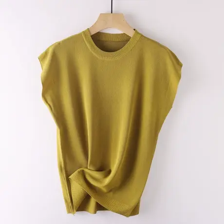 柔软女士蝙蝠袖针织衫短袖 轻薄透气女式T恤纯色清新夏季上衣气质商品大图