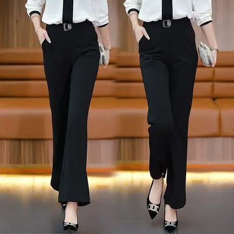 时尚微喇裤女秋季高腰弹力修身气质职业西裤2023时尚轻熟风喇叭裤图片