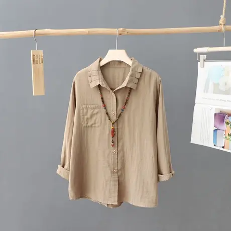2023春装新款纯色衬衫上衣女长袖纯棉百搭打底衫春秋衬衣寸衫外搭图片