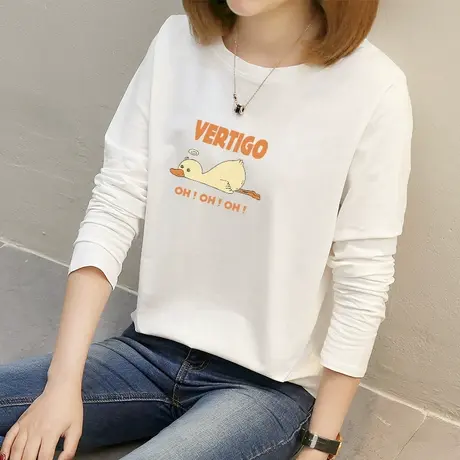 纯棉春装白色打底衫2022年新款洋气春夏内搭韩版长袖t恤女上衣商品大图