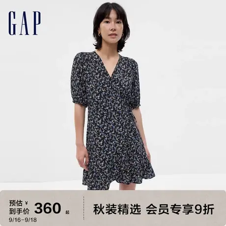 Gap女装秋季2023新款V领小清新碎花修身连衣裙739151法式休闲裙图片