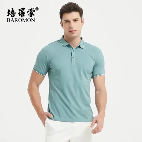 BAROMON/培罗蒙休闲短袖t恤衫男士夏装透气桑蚕丝商务翻领polo衫图片