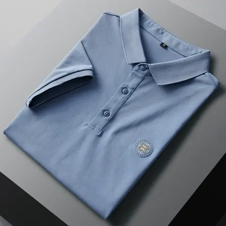 珠地压花冰丝polo衫男短袖夏季薄款翻领T恤2023新款商务高端体恤商品大图