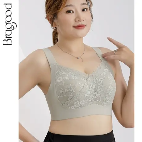 内衣女文胸大胸显小胸罩无痕聚拢无钢圈蕾丝大码调整型聚拢收副乳商品大图