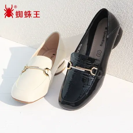 蜘蛛王断码清仓正品女鞋真皮2022秋商场新款乐福鞋女漆皮软底皮鞋图片