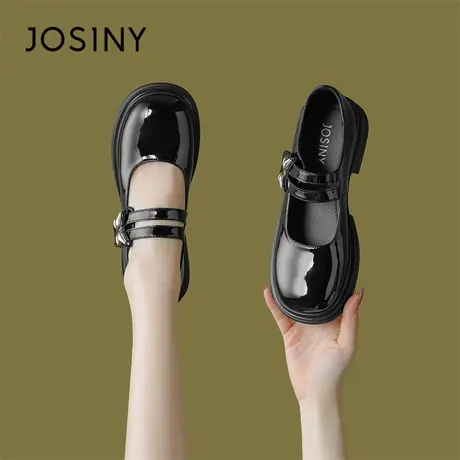 Josiny/卓诗尼粗跟玛丽珍鞋女2024春季新款英伦风小皮鞋法式单鞋商品大图