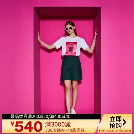 Juicy Couture橘滋女装新款女装经典烫钻皇冠立体贴片绣短袖T恤商品大图