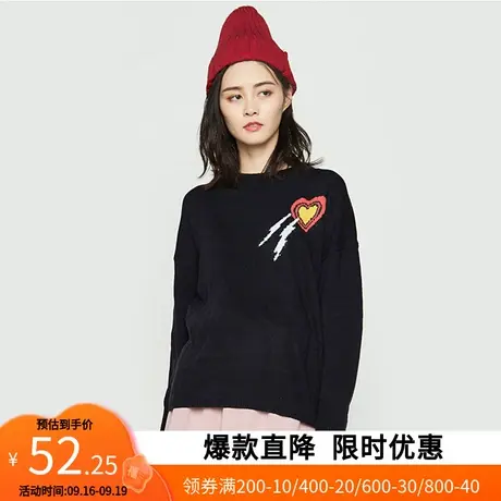 【断码XS】艾格2023春冬季新款女装毛衣长袖圆领套头针织衫Y805图片