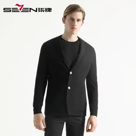 柒牌清仓男装2020秋季商务休闲西服时尚青年针织单西舒适耐磨外套图片