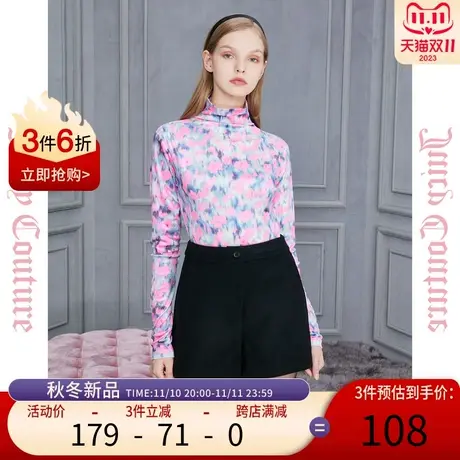 Juicy Couture橘滋2023新款元气少女logo绣花女式毛呢短裤商品大图