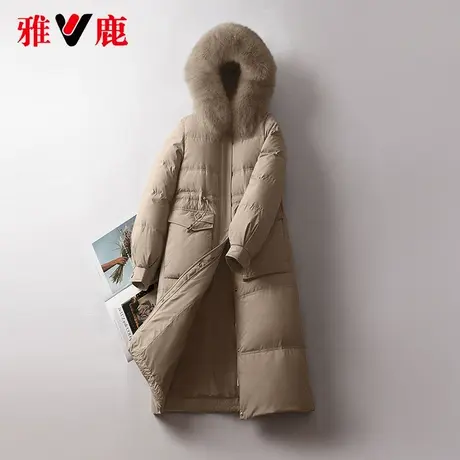雅鹿保暖羽绒服女中长款2022冬季新款大狐狸毛领连帽加厚高端外套商品大图