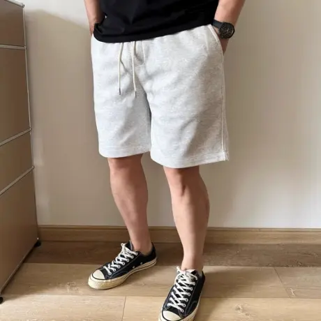 大依无忧夏季大码男装浅花灰色胖子加肥加大男士针织休闲运动短裤商品大图