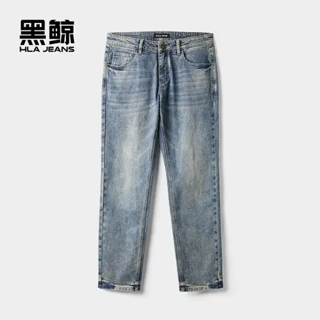 海澜之家旗下黑鲸时尚直筒牛仔裤男2024年冬季长裤男裤子男图片