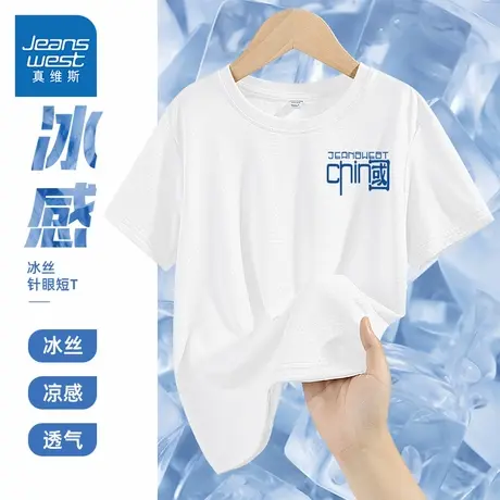 真维斯童装男童夏季短袖t恤儿童网眼透气运动半袖男大童凉感体恤图片