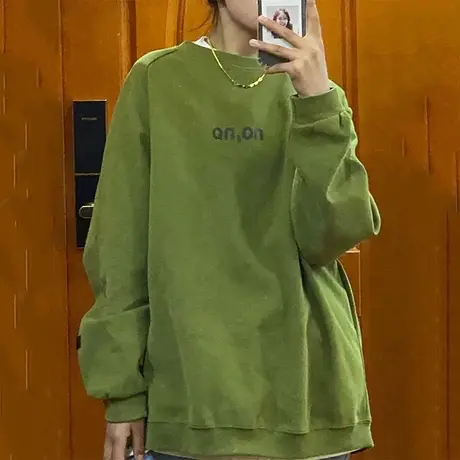 胖mm韩版大码oversize宽松卫衣女美式炸街加绒外套秋冬潮ins上衣商品大图