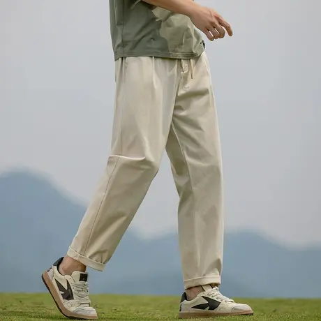 唐狮春季新款男休闲长裤宽松直筒裤子潮流松紧腰显瘦运动裤子图片